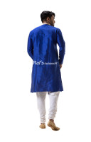 All Over Thread Work Pattern With Contrast Color Border Neck Design Men Royal Blue Color Punjabi (NS76)
